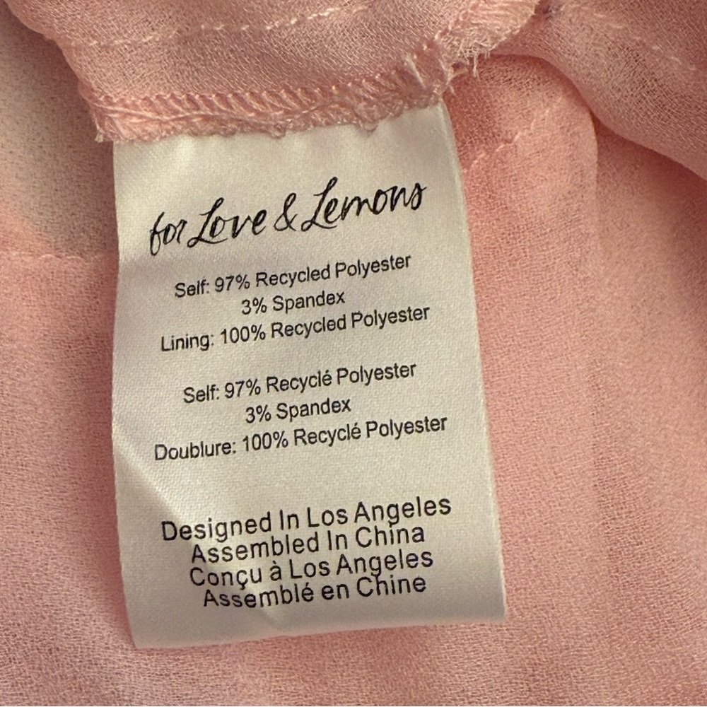 For Love & Lemons Danali Ruffle Pink Ruffle Mini Dress with Black bow - Picture 6 of 16